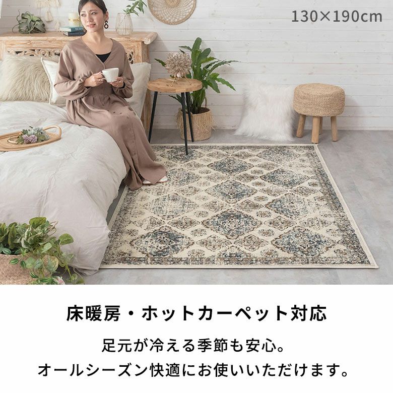 ペルシャ絨毯の華やぎを日常に ウィルトン織オリエンタルラグ Amira 約