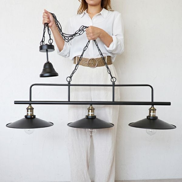 ペンダントライト W 108 × D 30 × H 32 cm スチール 3灯 電球付き E26