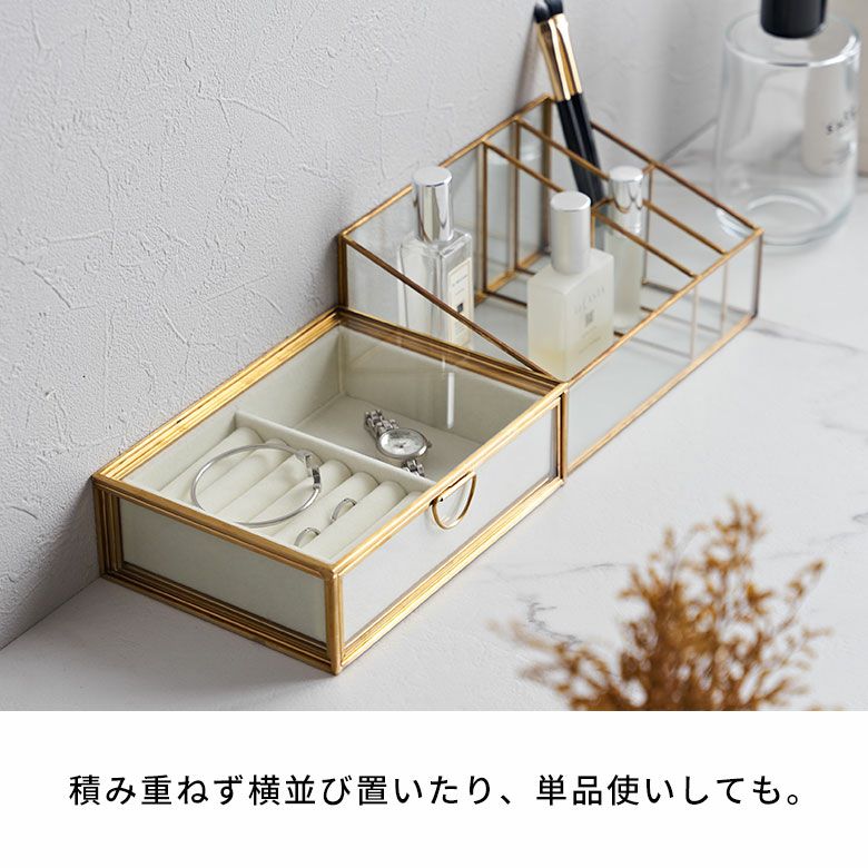 ガラスと真鍮で出来たジュエリーボックス＆ブラシスタンドセット