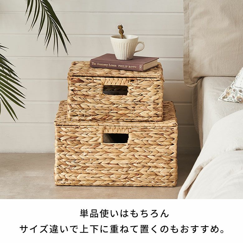 かご バスケット 蓋付き Mサイズ 収納バスケット フタ付き 約 W 33 cm