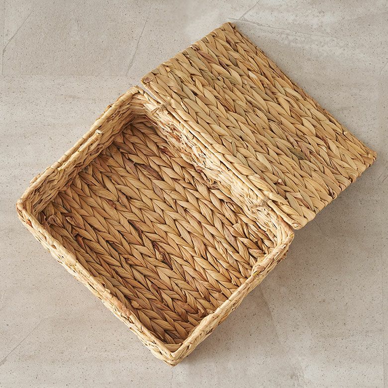 手編みバスケット ＜９×２６cm＞ 木製風バスケット 収納ボックス 蓋付き 手編みバスケット ＜9×26cm＞ 木製風バスケット シンプル レトロ