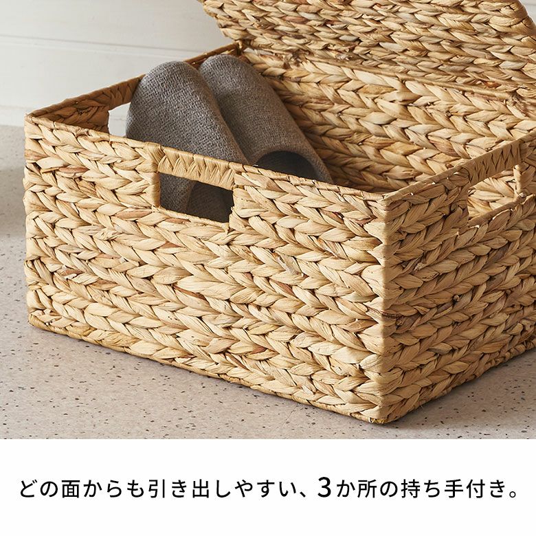 かご バスケット 蓋付き Lサイズ 収納ボックス フタ付き 約 W 43 cm D