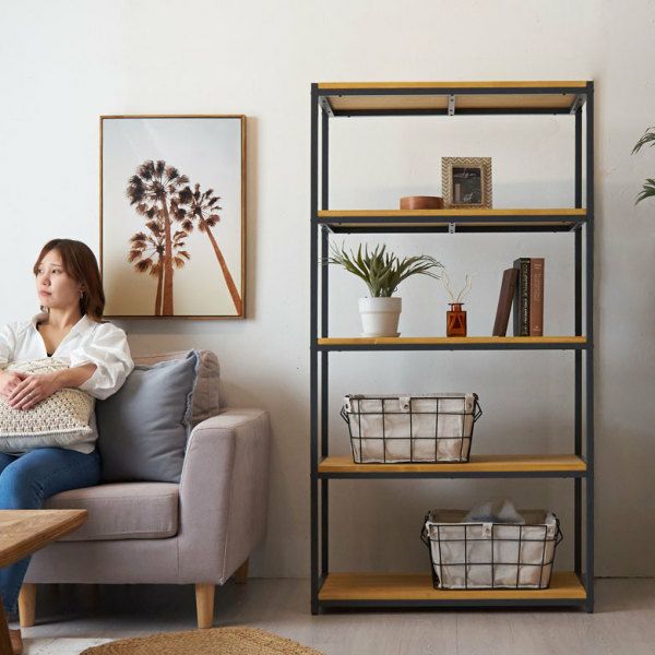 オープンラック 幅84cm 5段 W 84 × D 33× H 158cm 無垢 木製 ウッド