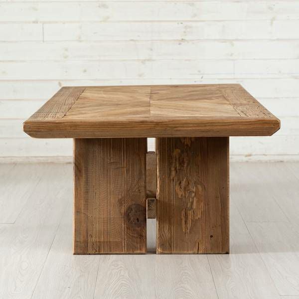 展示品■ヘリンボーン柄■古材/天然木■センターテーブル■115cm幅■ ヘリンボーンの床のような美しい天板 センターテーブル 約130×70cm