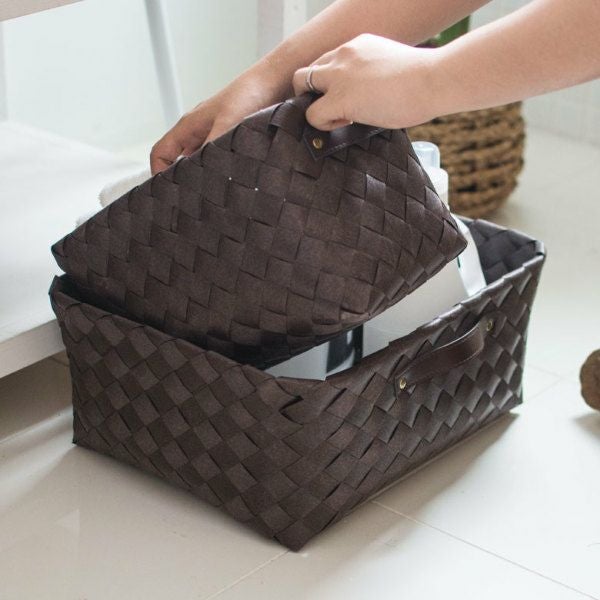 かご バスケット 収納 白樺風 ハンドル付き 18×30cm 浅型タイプ 収納