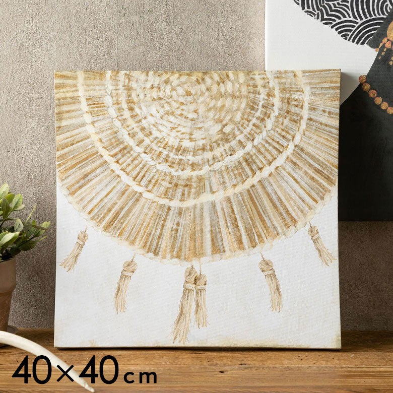 アートパネル タッセル柄 ベージュ 約 W 40cm D 40cm H 2.7cm