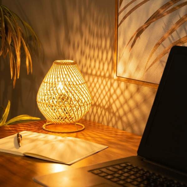 テーブルライト ラタン 籐 ランプシェード 口金 E12 LED対応 約 W 16cm