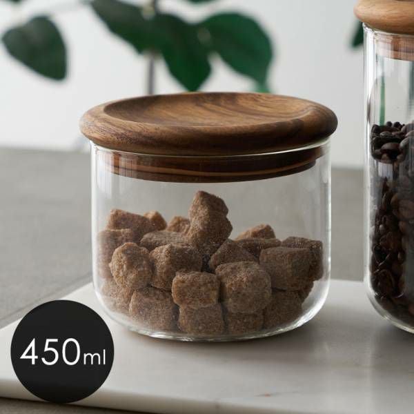 耐熱ガラスとアカシア天然木を組み合わせたキャニスター 450ml [94174