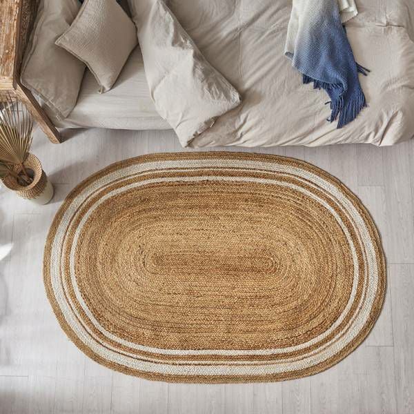 ラグ カーペット ジュートラグ 幅190cm 130×190 楕円形 約 W 130cm D