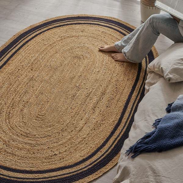 ラグ カーペット ジュートラグ 幅190cm 130×190 楕円形 約 W 130cm D