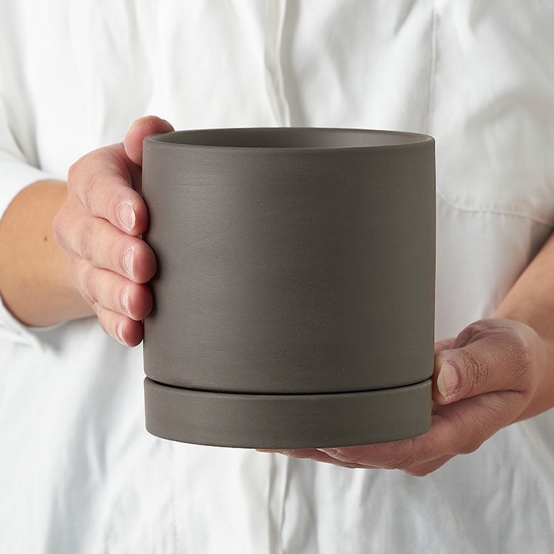 新品　未使用　植木鉢　陶器製　マット 皿付き 植木 鉢 陶器 マット 4号 受皿 底穴あり 小型 Sサイズ 直径 約 11.5cm