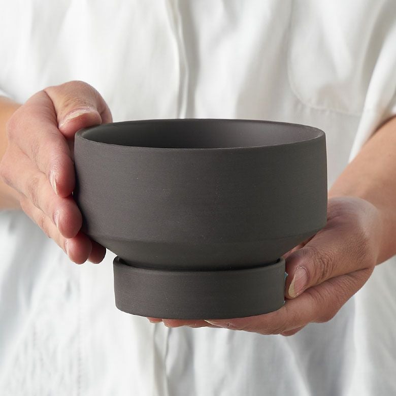 植木鉢 陶器 マット 4号鉢 受皿 底穴あり 小型 ロータイプ 約 W 11.5cm