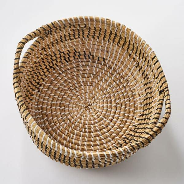 バスケット 持ち手付き かごバスケット シーグラス 約 W 35cm D 35cm H