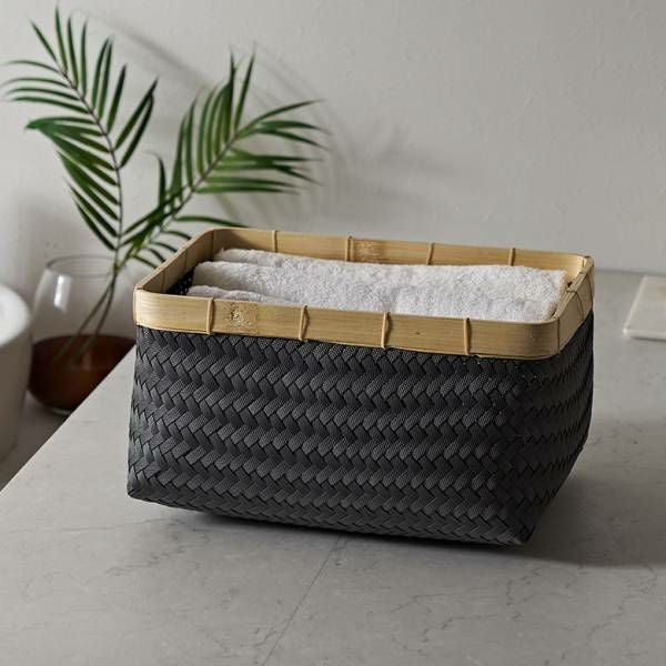 バスケット Mサイズ かご 16L バンブー 竹 プラスチック 約 W 35cm D
