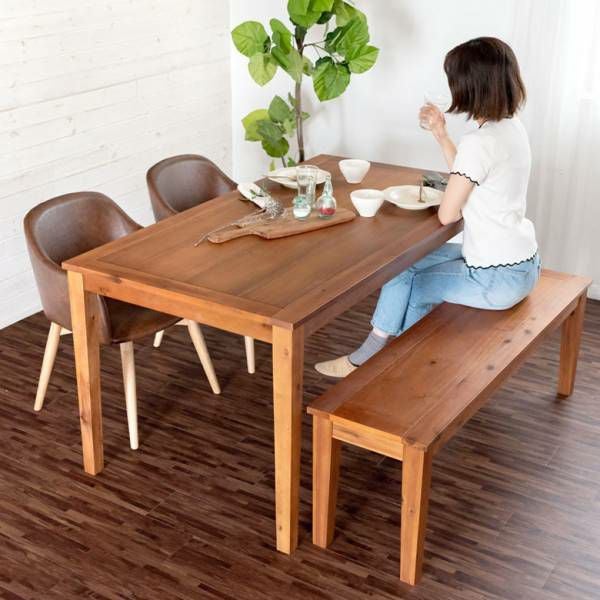 ダイニングテーブル 木製 長方形 150×80cm 4人掛け テーブル 天然木