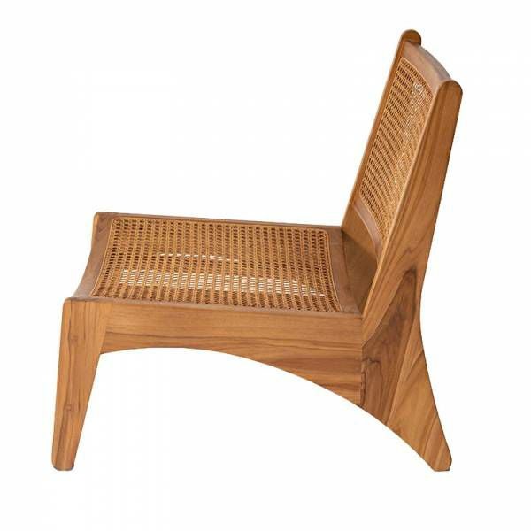 チェア ラウンジチェア ラタン 籐 チーク ウッド 天然木 約 W 53cm D