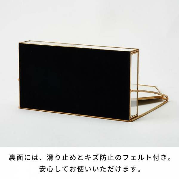 ミラー アクセサリーケース 六角形 鏡 アクセサリー収納 ガラス 真鍮