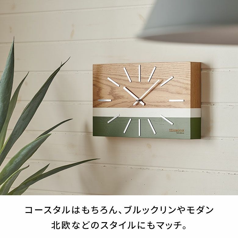 置き時計掛け時計時計2wayアナログ約W32cmD5cmH20cmクロックウォールクロックウッド木製軽量四角乾電池レトロインダストリアルミッドセンチュリー卓上壁掛けリビングダイニング寝室おしゃれ北欧リゾート雑貨インテリア西海岸[94806]