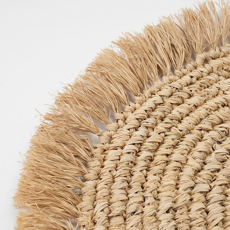 ランチョンマットラフィアラウンド円形丸プレースマット約W38cmD38cmH1cmランチマットプレイスマットディスプレイマットマットナチュラルグレーフリンジリゾートインテリアキッチン雑貨おしゃれ北欧リゾート雑貨インテリア南国西海岸[14092]