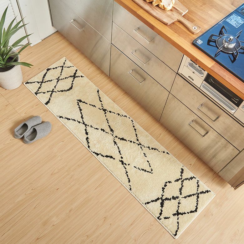 日本製ラグラグマットキッチンマット約45×180cm国産ベニオワレン風クロス長方形防ダニ抗菌防臭洗えるカーペット絨毯じゅうたんホットカーペット床暖房対応可敷物マットオールシーズンおしゃれ北欧リゾート雑貨インテリア西海岸風[84350]