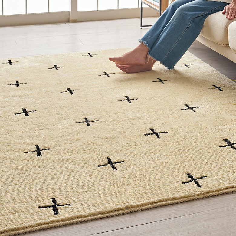 日本製ラグラグマット約135×185cm国産ベニオワレン風クロス長方形防ダニ抗菌防臭洗えるカーペット絨毯じゅうたんホットカーペット床暖房対応可敷物マットオールシーズンウォッシャブルおしゃれ北欧リゾート雑貨インテリア西海岸風[84351]