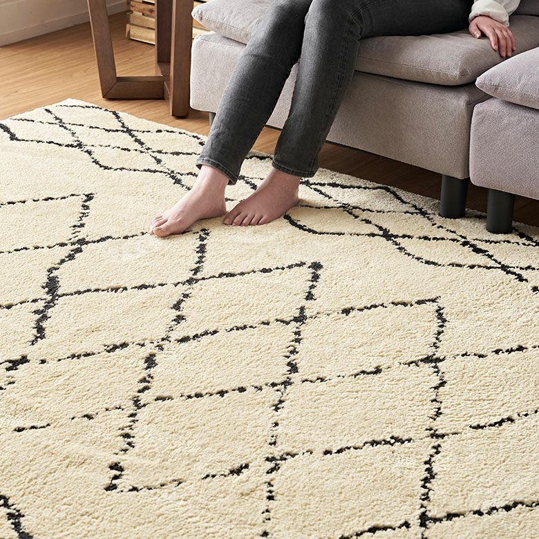 日本製ラグラグマット約185×185cm国産ベニオワレン風クロス正方形防ダニ抗菌防臭洗えるカーペット絨毯じゅうたんホットカーペット床暖房対応可敷物マットオールシーズンウォッシャブルおしゃれ北欧リゾート雑貨インテリア西海岸風[84352]