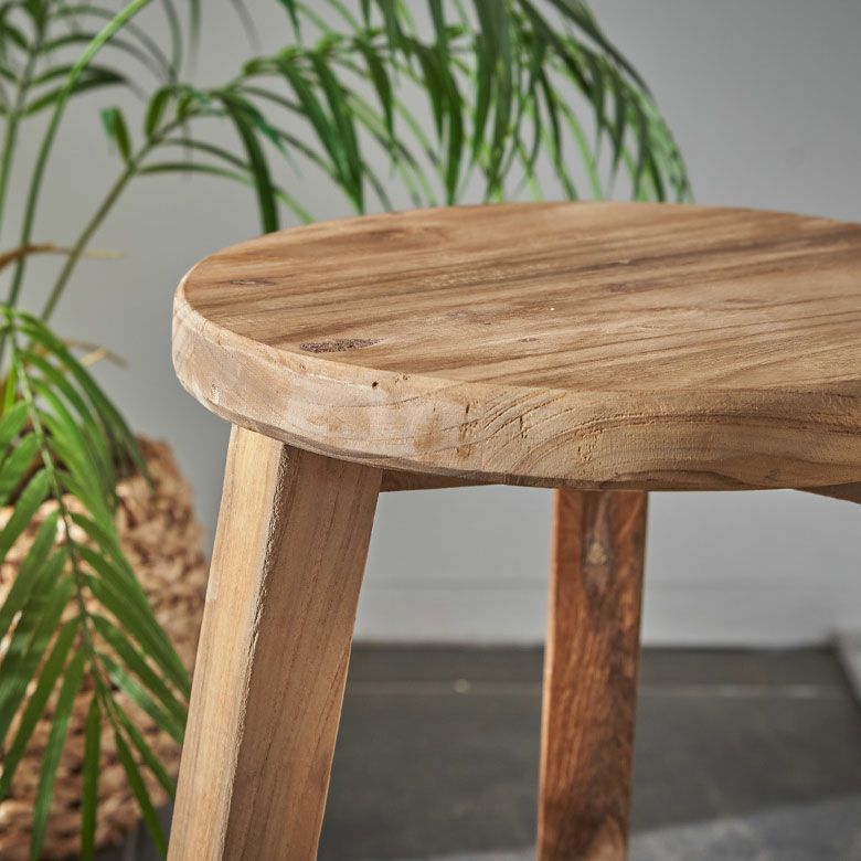 スツールチークウッド天然木木製ショートタイプ古材約W36cmD36cmH39cm椅子チェアプランタースタンドラウンドスツールいすイスダイニングチェア花台フラワースタンド飾り台鉢置き観葉植物おしゃれ北欧リゾート家具インテリア西海岸[14134]