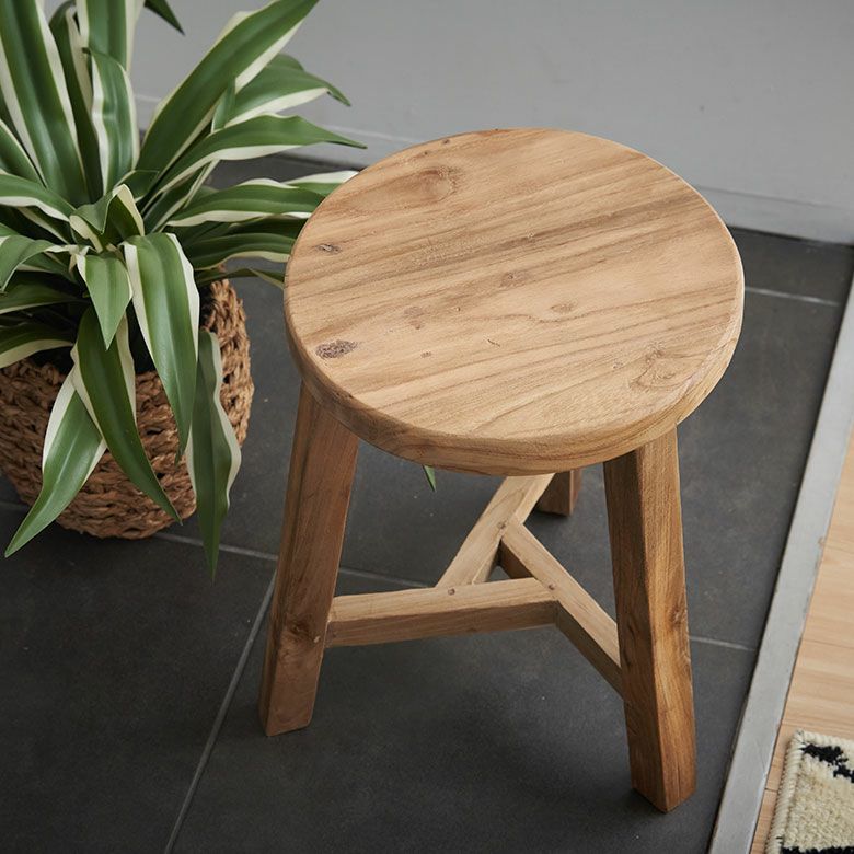 スツールチークウッド天然木木製ショートタイプ古材約W36cmD36cmH39cm椅子チェアプランタースタンドラウンドスツールいすイスダイニングチェア花台フラワースタンド飾り台鉢置き観葉植物おしゃれ北欧リゾート家具インテリア西海岸[14134]