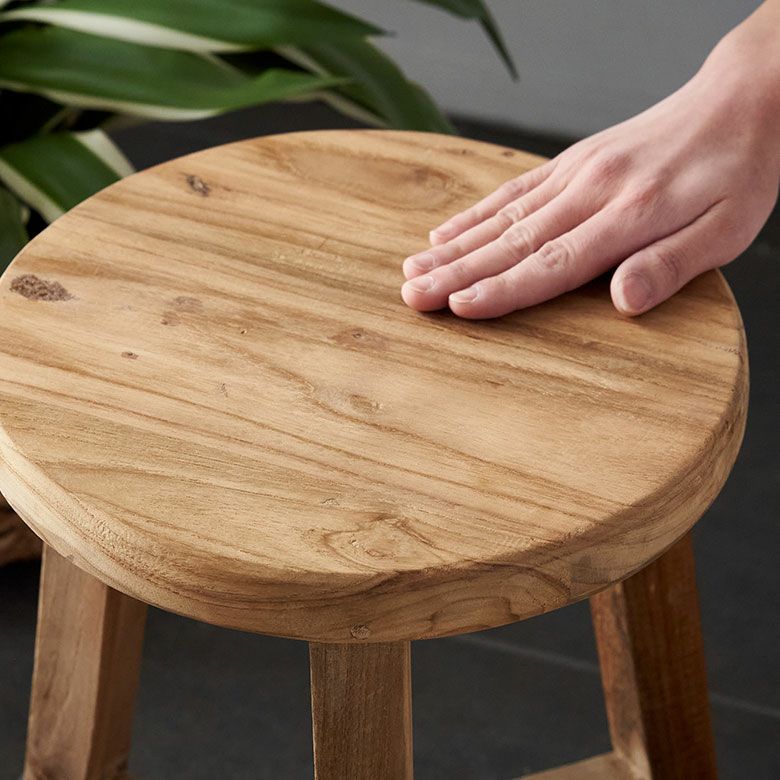 スツールチークウッド天然木木製ショートタイプ古材約W36cmD36cmH39cm椅子チェアプランタースタンドラウンドスツールいすイスダイニングチェア花台フラワースタンド飾り台鉢置き観葉植物おしゃれ北欧リゾート家具インテリア西海岸[14134]