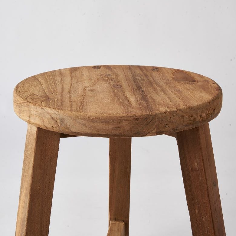 スツールチークウッド天然木木製ショートタイプ古材約W36cmD36cmH39cm椅子チェアプランタースタンドラウンドスツールいすイスダイニングチェア花台フラワースタンド飾り台鉢置き観葉植物おしゃれ北欧リゾート家具インテリア西海岸[14134]