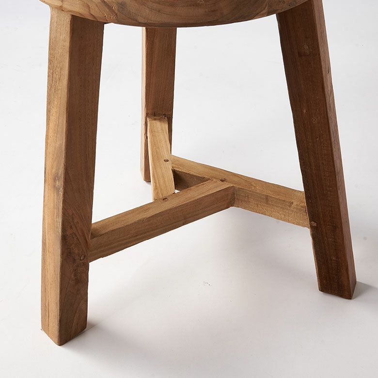 スツールチークウッド天然木木製ショートタイプ古材約W36cmD36cmH39cm椅子チェアプランタースタンドラウンドスツールいすイスダイニングチェア花台フラワースタンド飾り台鉢置き観葉植物おしゃれ北欧リゾート家具インテリア西海岸[14134]