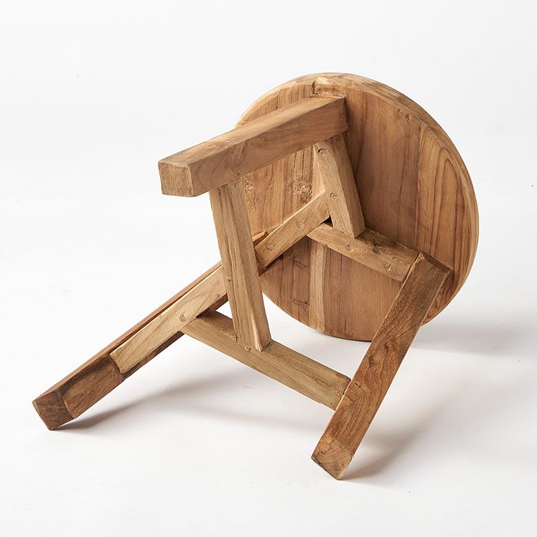 スツールチークウッド天然木木製ショートタイプ古材約W36cmD36cmH39cm椅子チェアプランタースタンドラウンドスツールいすイスダイニングチェア花台フラワースタンド飾り台鉢置き観葉植物おしゃれ北欧リゾート家具インテリア西海岸[14134]