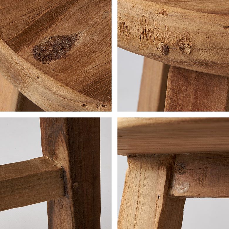 スツールチークウッド天然木木製ショートタイプ古材約W36cmD36cmH39cm椅子チェアプランタースタンドラウンドスツールいすイスダイニングチェア花台フラワースタンド飾り台鉢置き観葉植物おしゃれ北欧リゾート家具インテリア西海岸[14134]