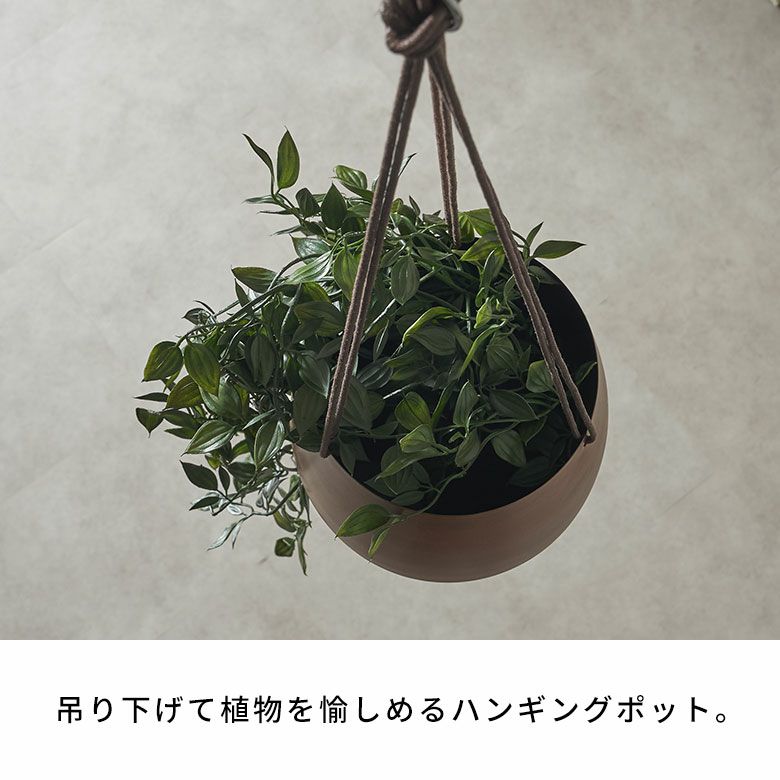 天井から吊るして楽しむ金属製ハンギングポット 5号サイズ 約W18×D18