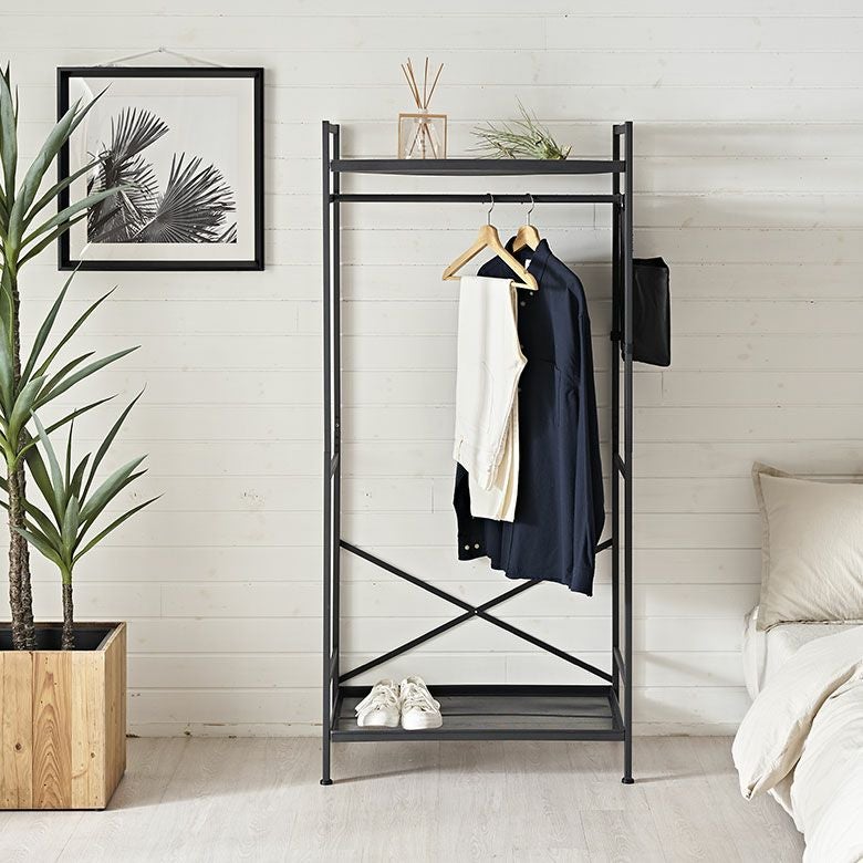 ハンガーラッククローゼットオーガナイザーワードローブ約W68cmD45cmH150cm衣類コート上着収納衣類ハンガーコートハンガーパイプハンガースリム大容量コンパクト衣類収納洋服掛け小物収納ポケットおしゃれ北欧家具インテリア西海岸[94816]