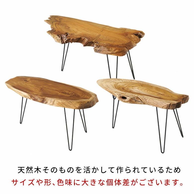 天然木 切り株ローテーブル 無垢材 一点物 天然木チークウッド無垢材の切り株をそのまま生かして作られたロー
