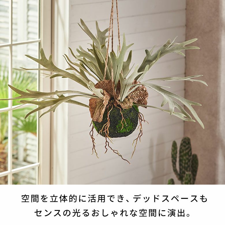 水やりの要らないリアルな造花 ビカクシダ（コウモリラン）のフェイク