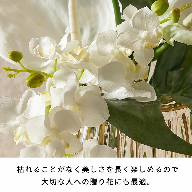水やり不要のリアルな造花 ホワイトファレノプシスのアーティ