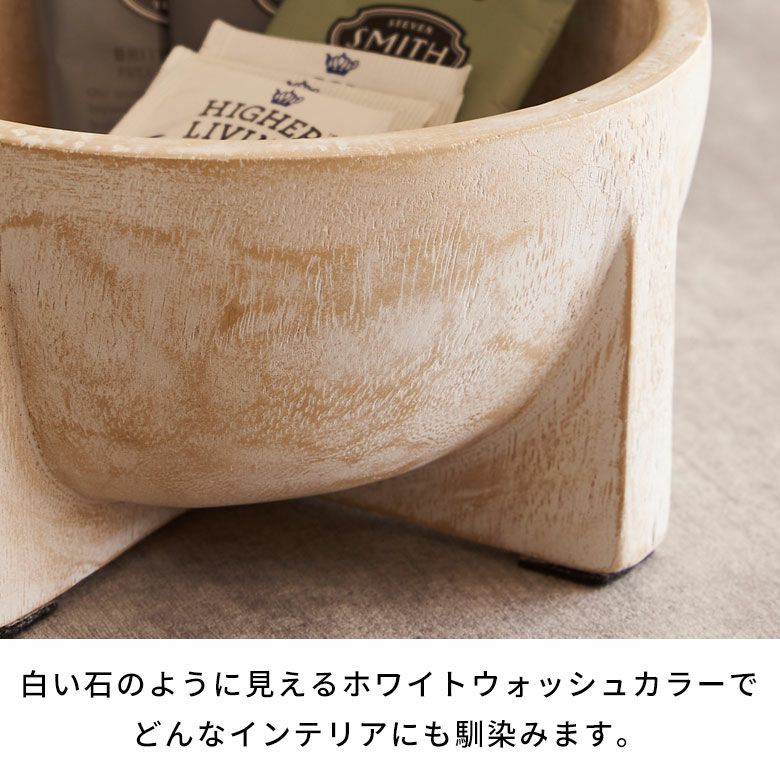 モンキーポッドツリーを彫って作られた木彫りの小物入れボウル[14249]