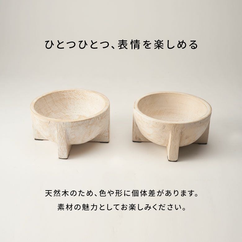 モンキーポッドツリーを彫って作られた木彫りの小物入れボウル[14249]