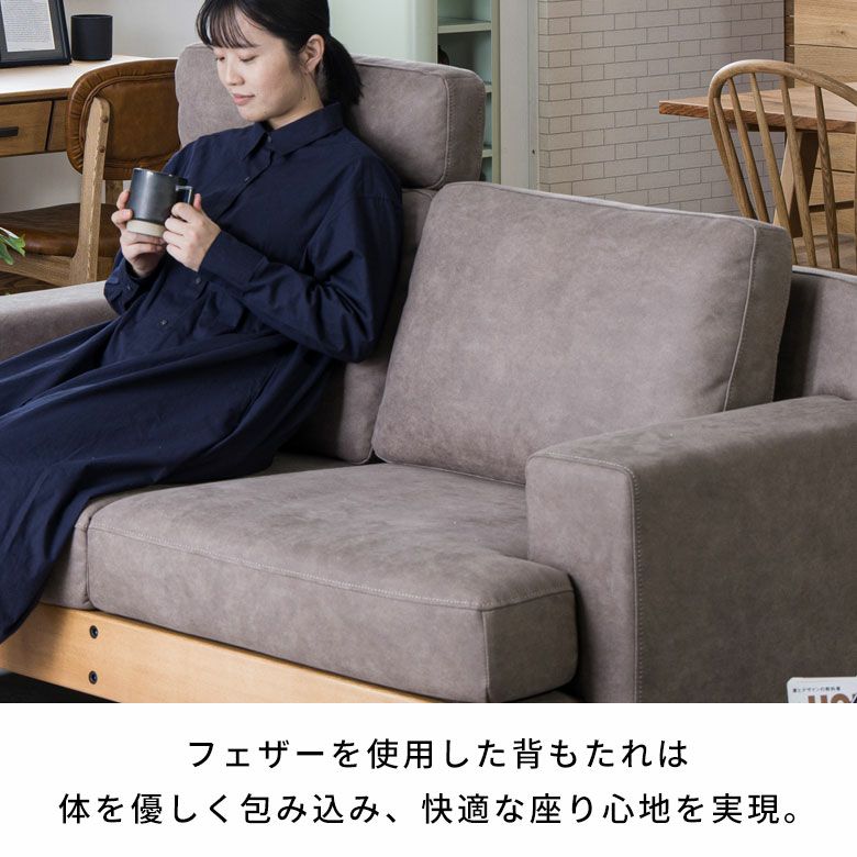 2.5人掛けソファヨーロピアングレー ソファ・ヘッドレストセット[stc