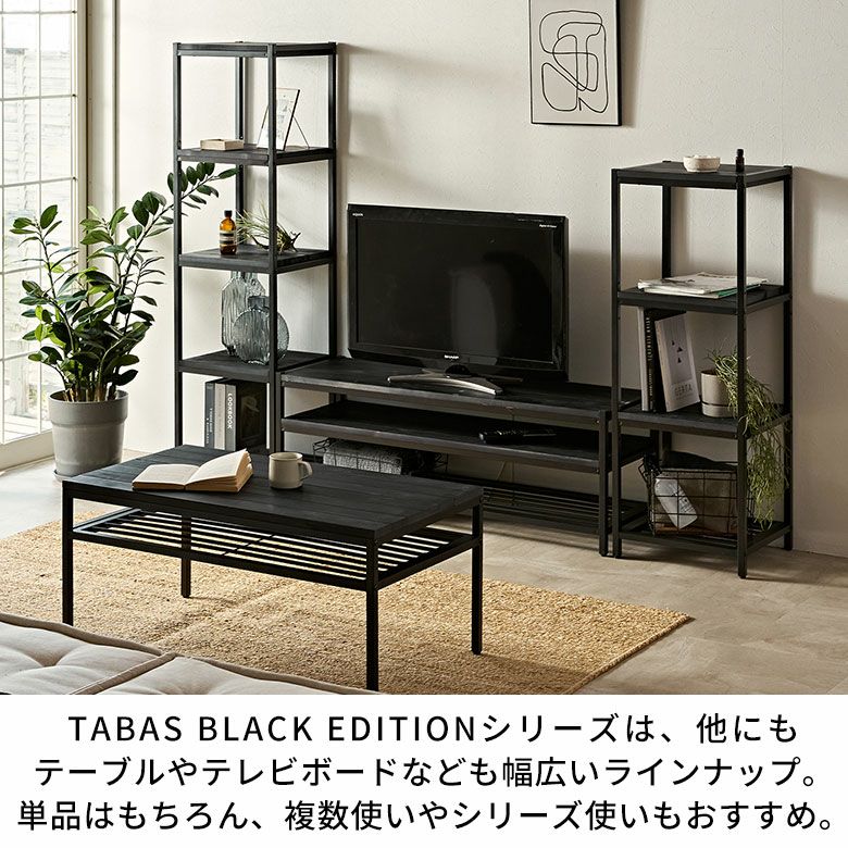 スタイリッシュなオールブラックカラー天然木とアイアンのシンプルな