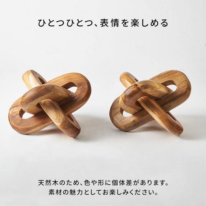 チークウッドのチェーンリングオブジェ（トリニティ） [14274]