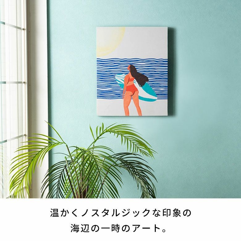 ビビッドオレンジが弾けるレトロポップな西海岸サーフアートパネル