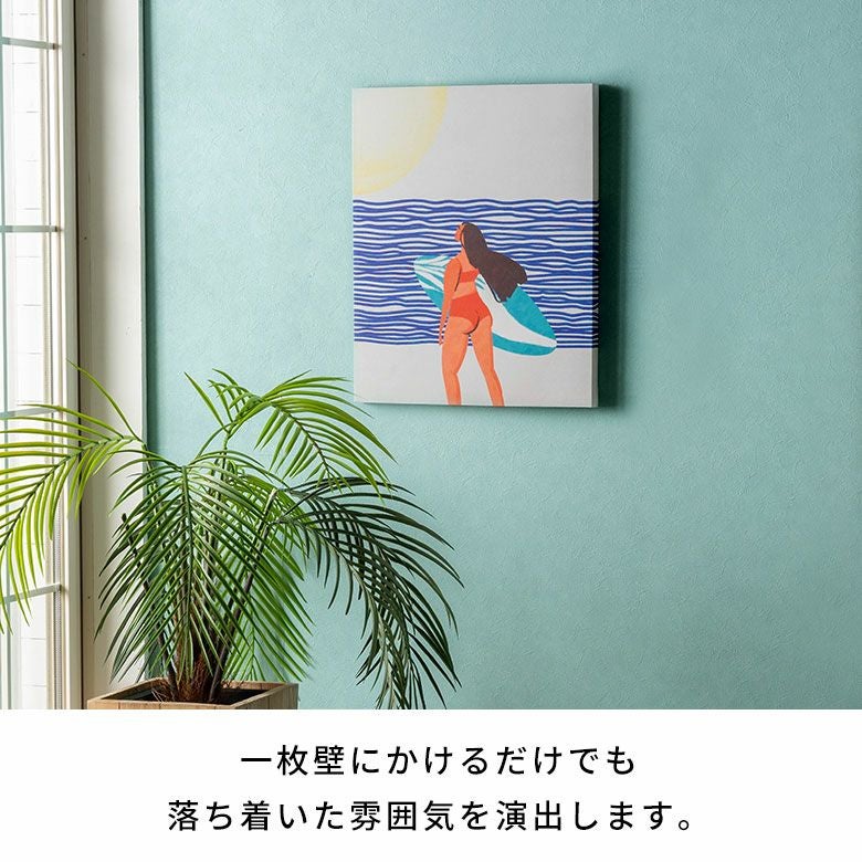 ビビッドオレンジが弾けるレトロポップな西海岸サーフアートパネル