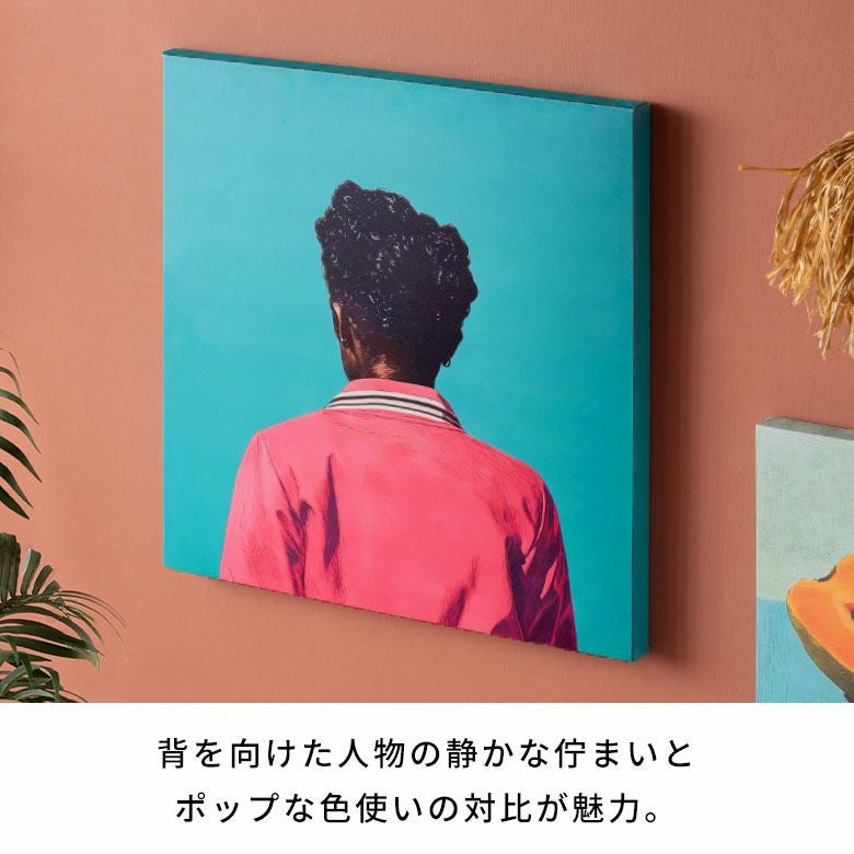 ターコイズ×ピンクが冴えるモダンレトロなアートパネル[Retro Blue