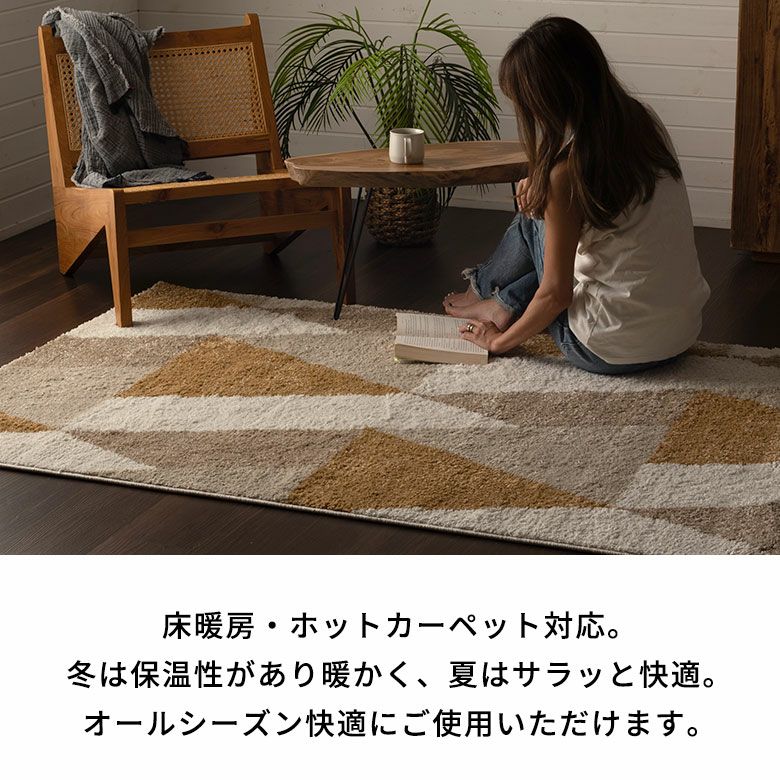 高密度ウィルトン織りラグカーペット 長めのパイルが心地いいふわふわ