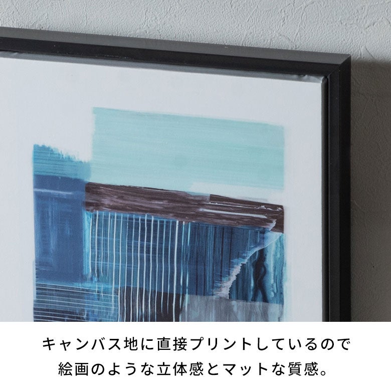 ブルートーンが静かに映える抽象画アートパネル[ Calm brushwork