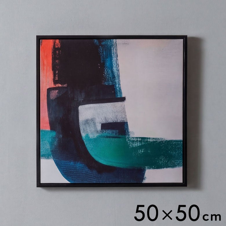 ケンクロジロウ抽象画 黒 赤 白 青 約35cm x 24cm 余白と色彩が調和する抽象画キャンバスアート[ Fragment／キャンバス