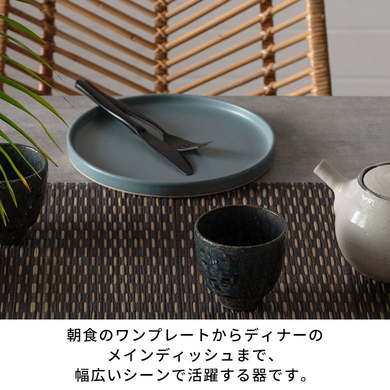 朝食からディナーまで、一枚で食卓が整う 信楽焼 ライトブルー 22cm